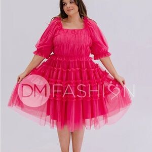 NWOT XL DM Fashion Hot Pink Sasha Midi Dress